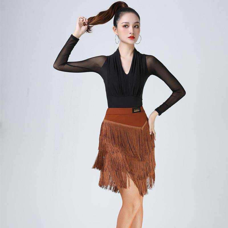 High-end Latin troupe, new dress for adult, long-tied, long-skirt, low-skirt dance contest