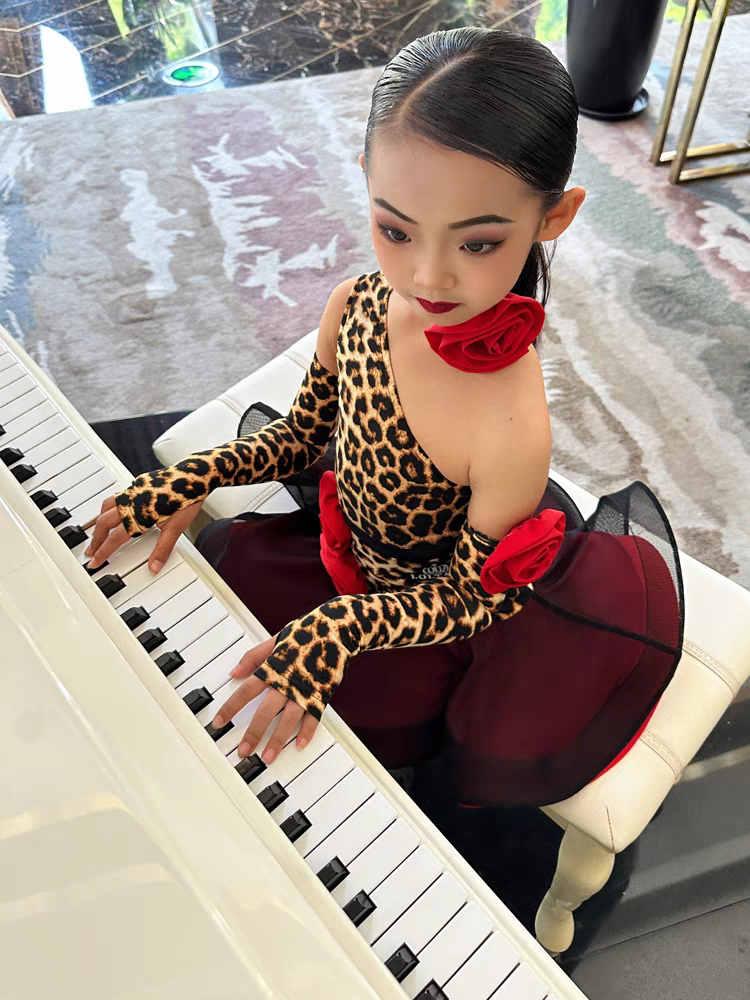 Miman interstellar Latin dance performance clothing competition clothes practice clothing leopard print
