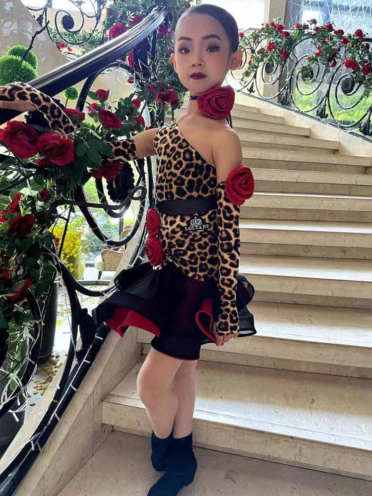Miman interstellar Latin dance performance clothing competition clothes practice clothing leopard print