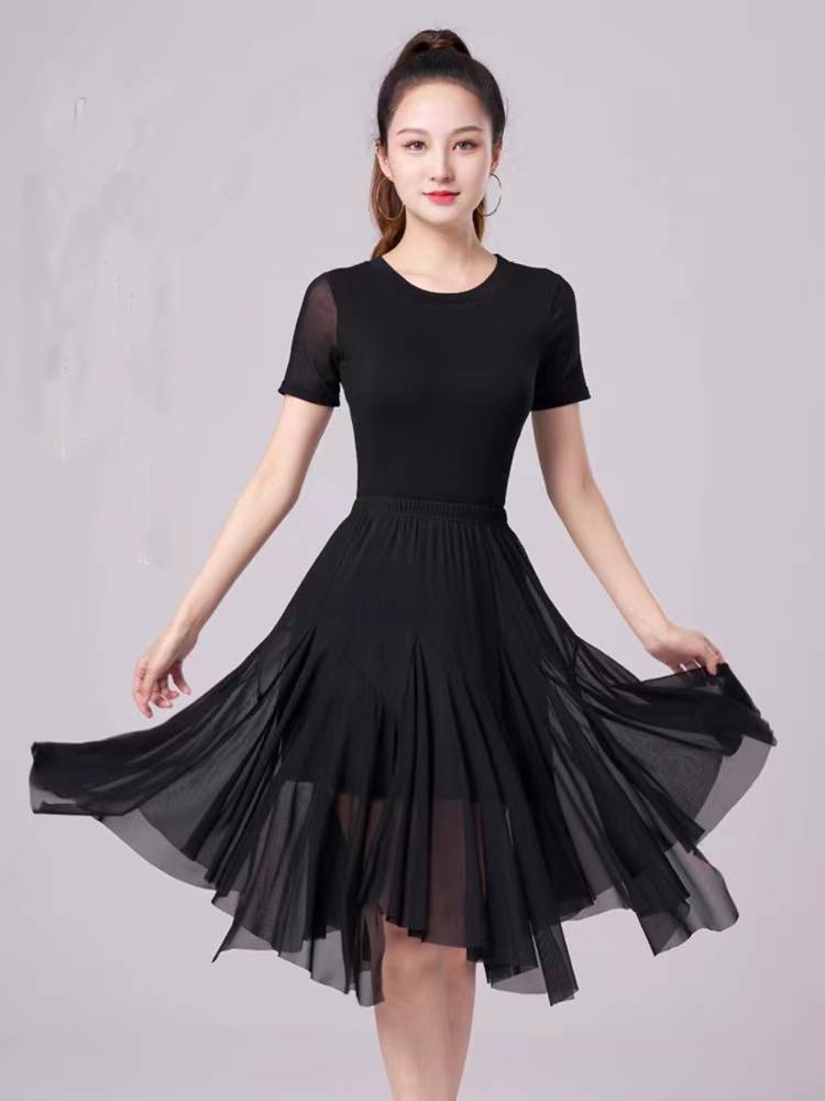 Latin dance dress new white skirt Professional Modern Modern Dance Dance Practice Square Plaza Dance Plants