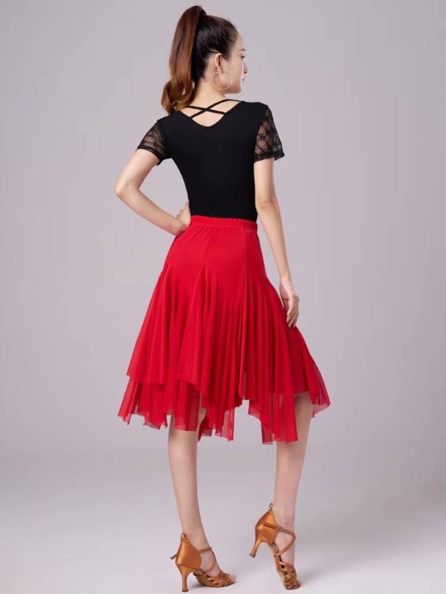 Latin dance dress new white skirt Professional Modern Modern Dance Dance Practice Square Plaza Dance Plants