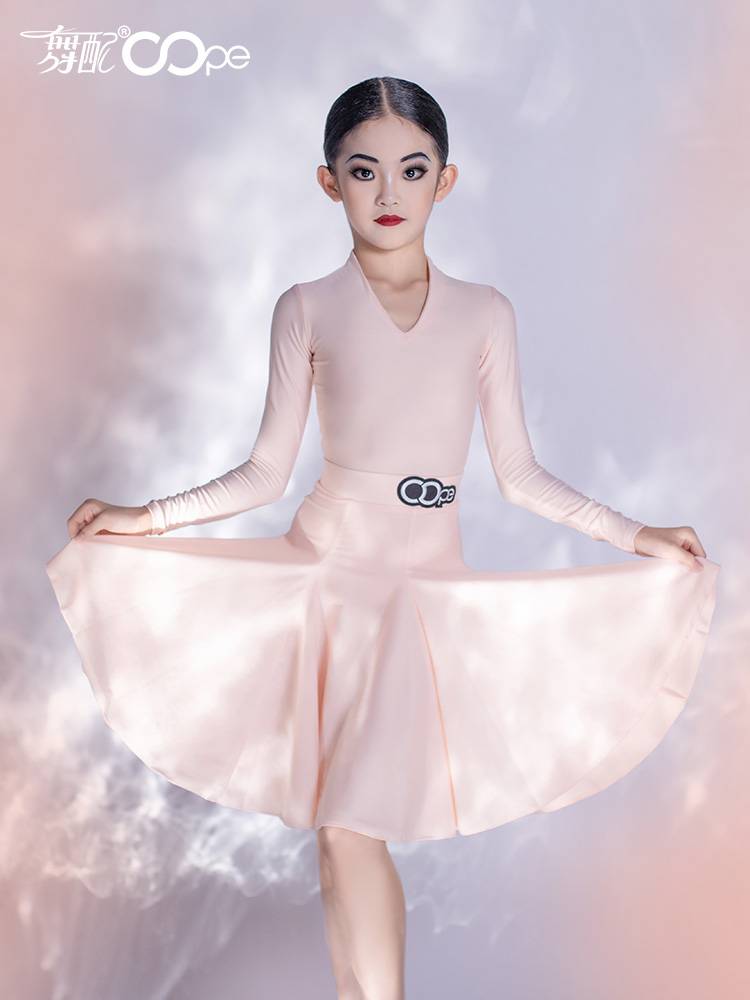 OOPE Dance with 2022 new long -sleeved children Latin dance high -level sense competition test stipulated in the pretending female