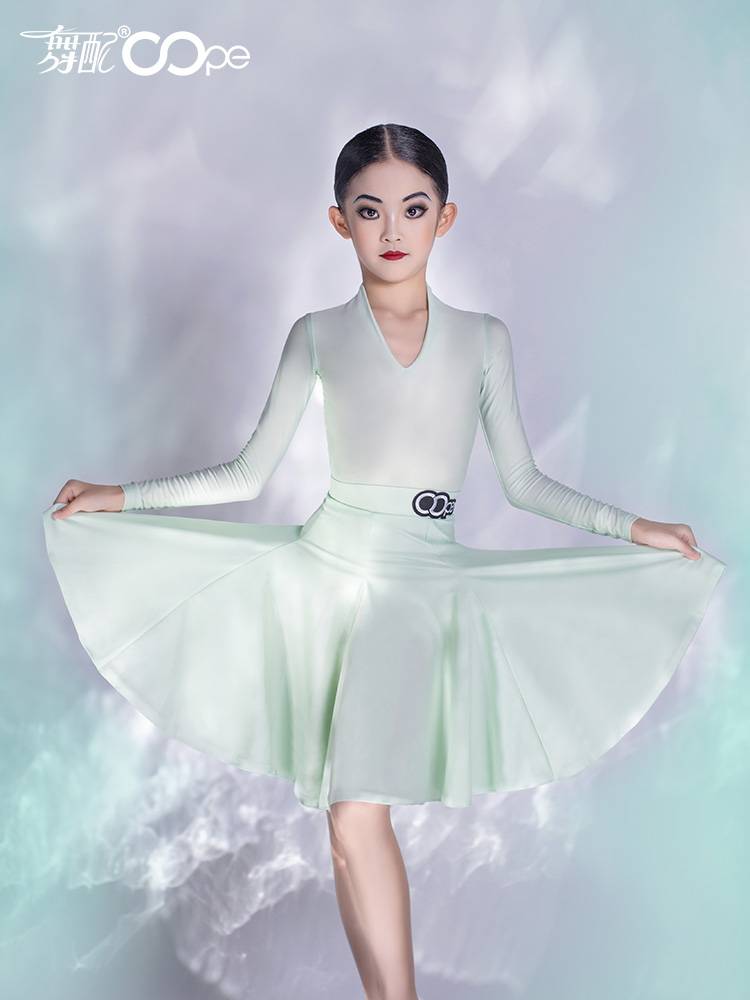 OOPE Dance with 2022 new long -sleeved children Latin dance high -level sense competition test stipulated in the pretending female