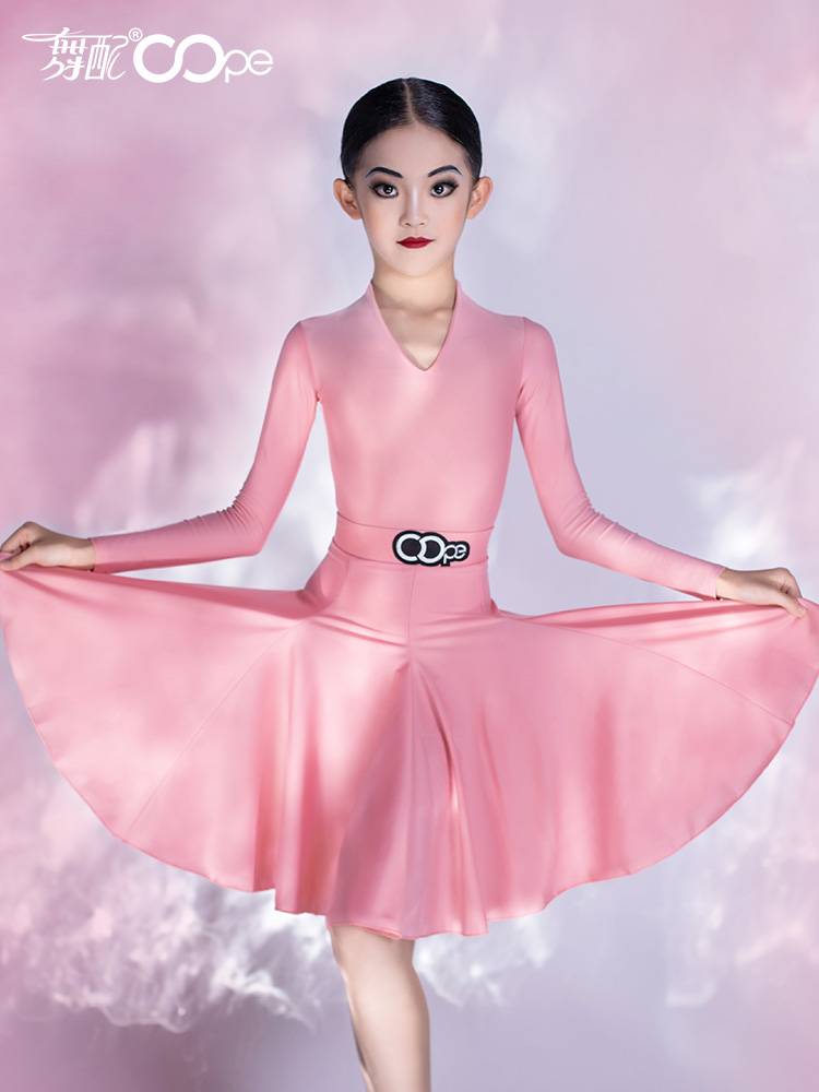 OOPE Dance with 2022 new long -sleeved children Latin dance high -level sense competition test stipulated in the pretending female