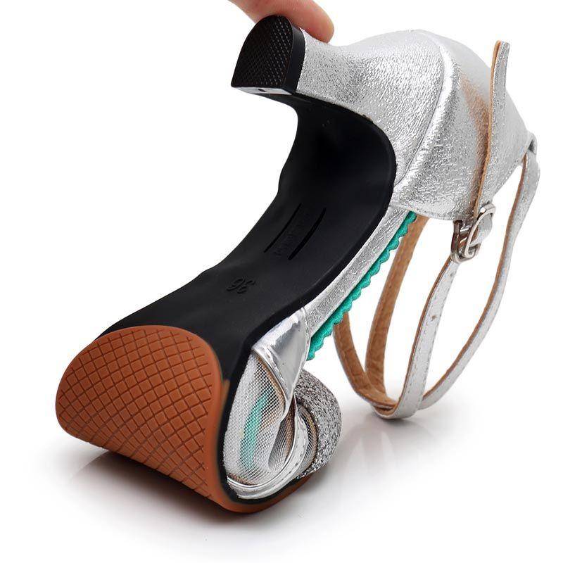 Latin dance shoes new female adult non -tired feet dance shoes low heels soft bottom square jumping and wearing friendly