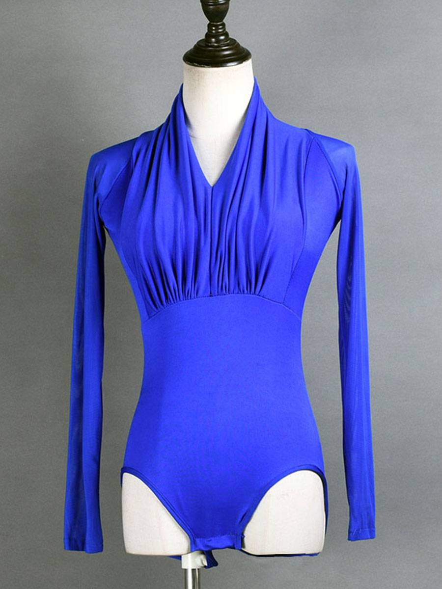 Latin dance fashion beauty back long short -sleeved dance clothing modern dancer dance sexy body V -neck national label dance