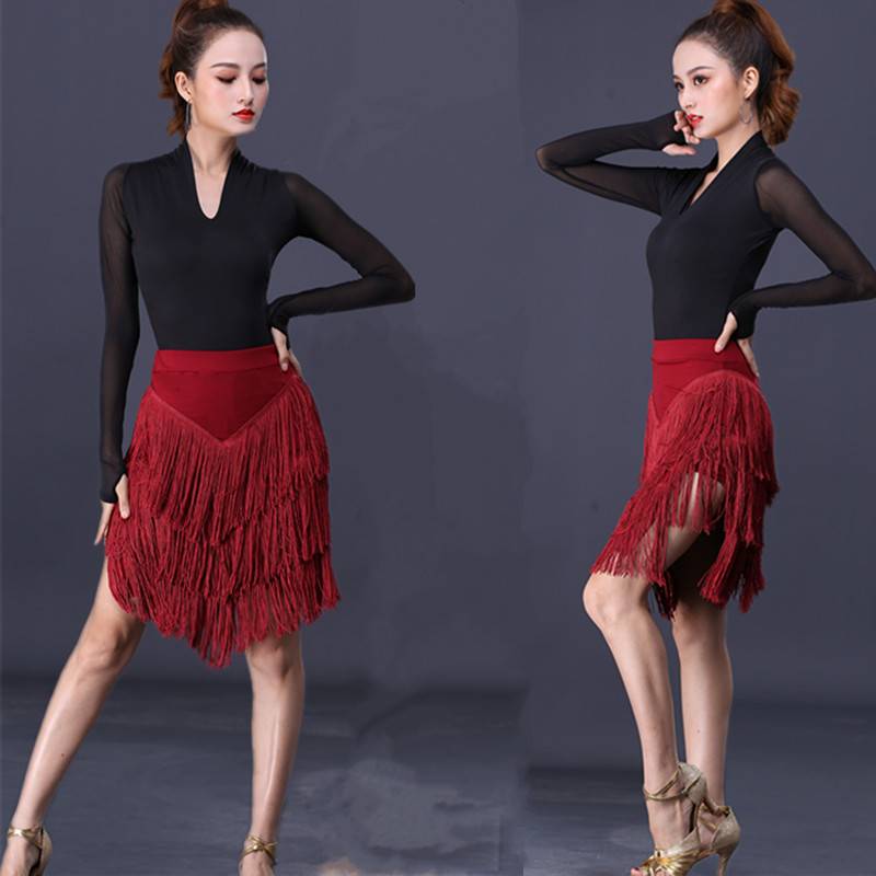 Latin dance skirt under the new tassel skirt female adult professional practice service dance clothing costumes autumn performance suit