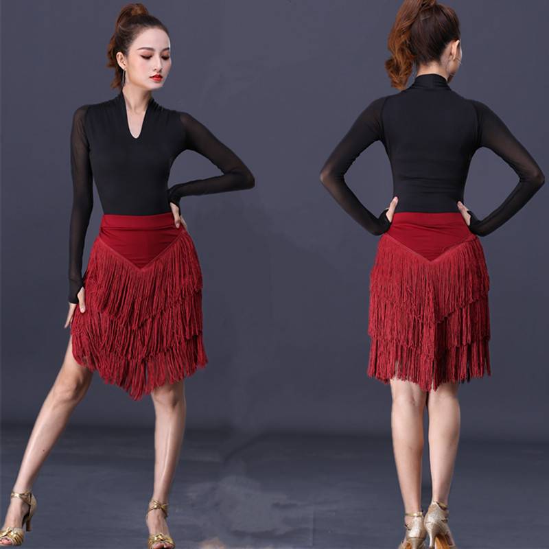 Latin dance skirt under the new tassel skirt female adult professional practice service dance clothing costumes autumn performance suit