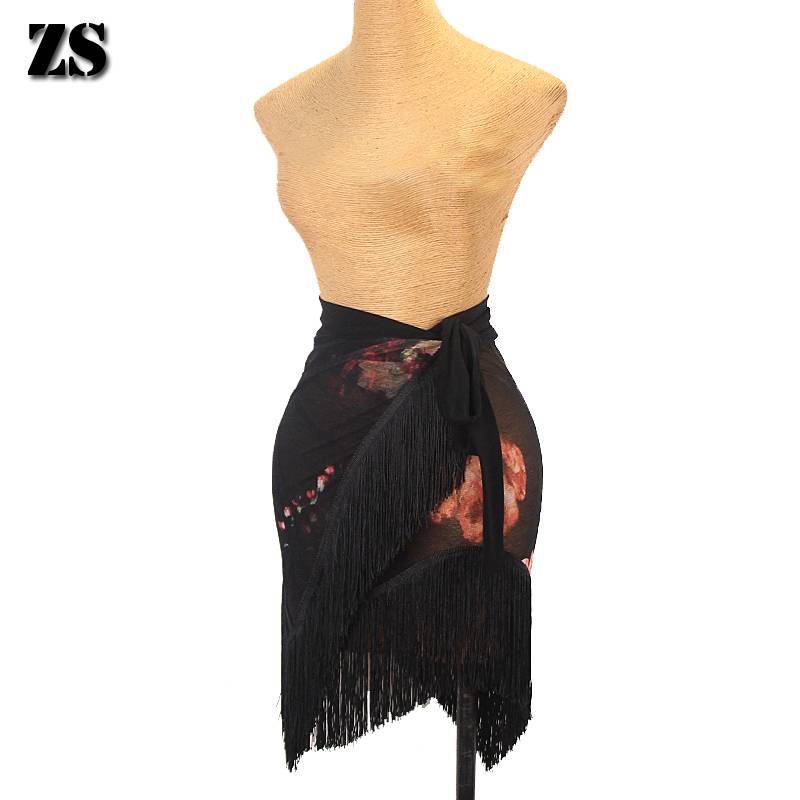 Latin dance service sexy lace hip scarf flowing spoil dynamic legs, long girl adult practice service practice half -body skirt l446