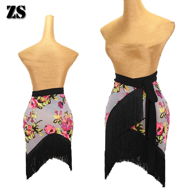 Latin dance service sexy lace hip scarf flowing spoil dynamic legs, long girl adult practice service practice half -body skirt l446