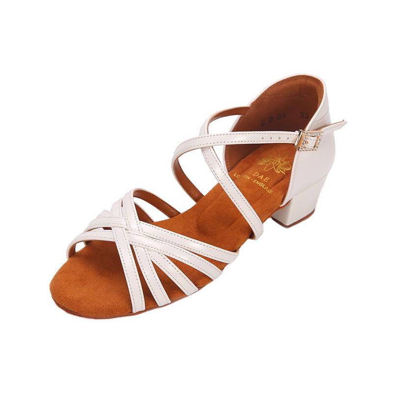 LD Children's Professional Latin Dance Shoes Soft Sole Scholars Practice Girls Girls Girls Low Dancing National Standard Light White Shoes