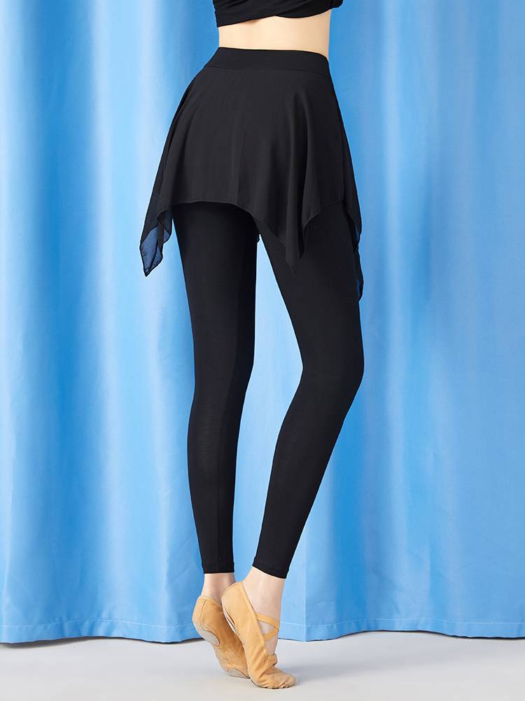 Tight -fitting dance pants female Modal Jiu Division net yarn training shaped body pants black practice pants adult Latin dance pants female