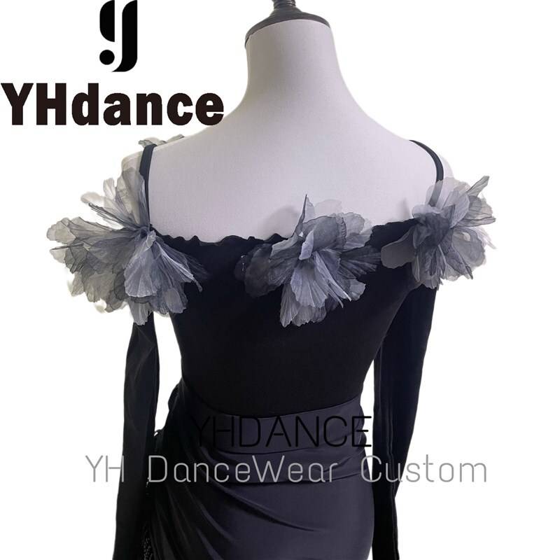 YHDANCE professional Latin dance dance clothing adult B girl off -shoulder long -sleeved long -sleeved new clothing practice clothes C71