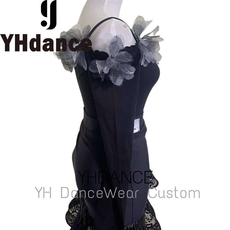 YHDANCE professional Latin dance dance clothing adult B girl off -shoulder long -sleeved long -sleeved new clothing practice clothes C71