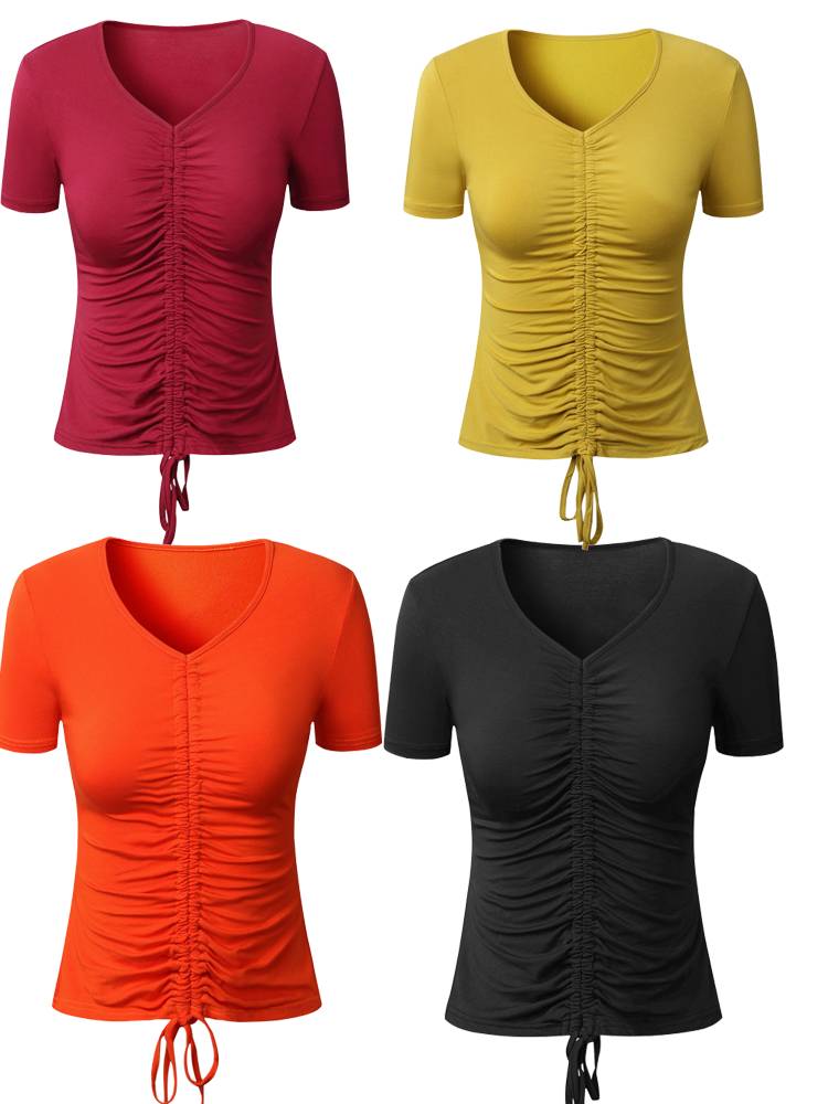 New spring and summer dance top Latin dance female adult fashion short slim sexy Moder cotton practice clearance