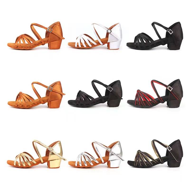 Latin dance shoes new girl white children and girls bottom with soft bottom children adult Latin dance shoes sandals jump