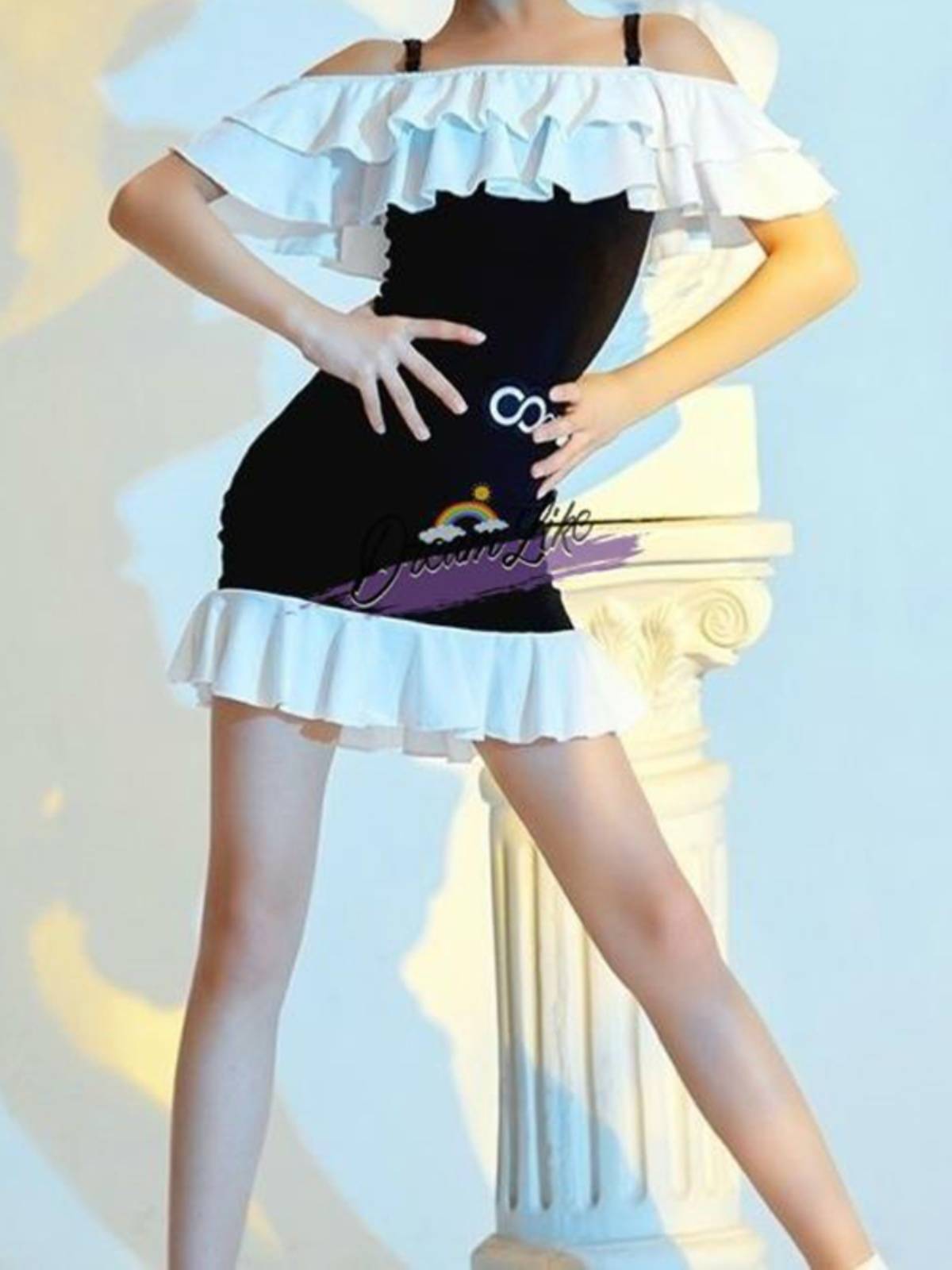 Internet celebrity Latin dance service new 2024 girls practice clothes black dance skirt professional competition regulatory suit