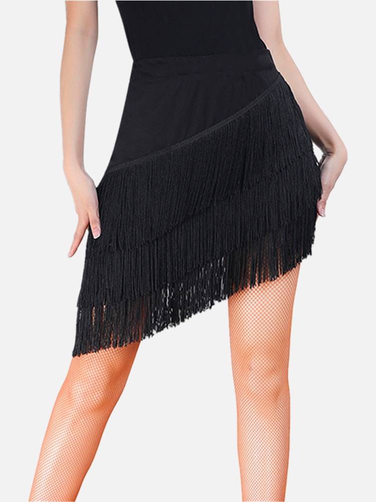 Latin Dance Suel Skirt Adult Latin Competition Grade Professional Halway Skirt Advanced Latin Dance Irregular Half -Blinds