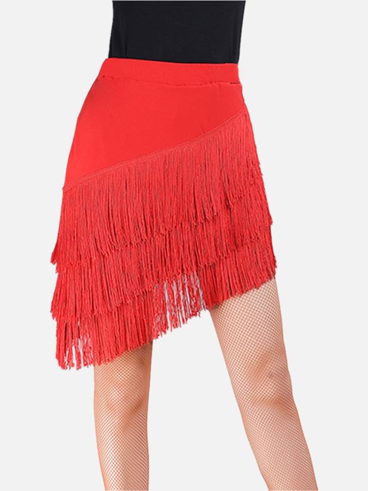 Latin Dance Suel Skirt Adult Latin Competition Grade Professional Halway Skirt Advanced Latin Dance Irregular Half -Blinds