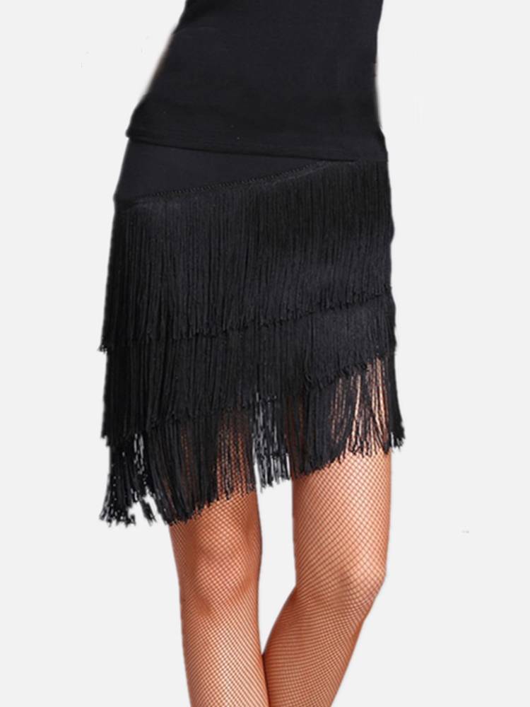 Latin Dance Suel Skirt Adult Latin Competition Grade Professional Halway Skirt Advanced Latin Dance Irregular Half -Blinds