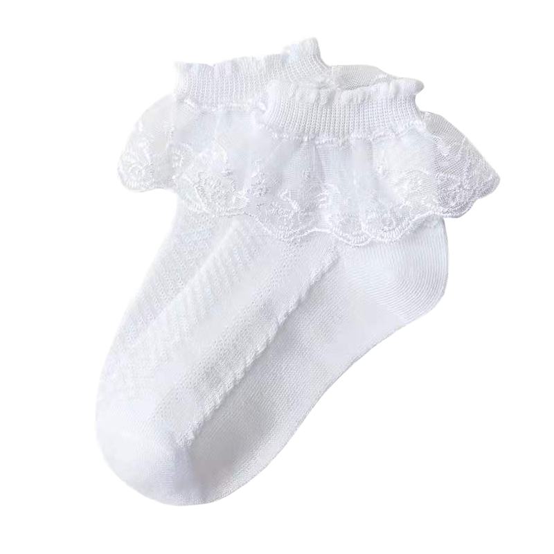 Children and girls Latin dance summer breathable lace stockings competition test special pure white cotton socks socks