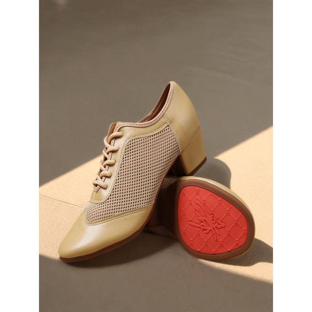 Latin Dance Shoes Female Adult Square dancing shoes network in the middle of summer Latin teacher shoes soft soles practice dance shoes