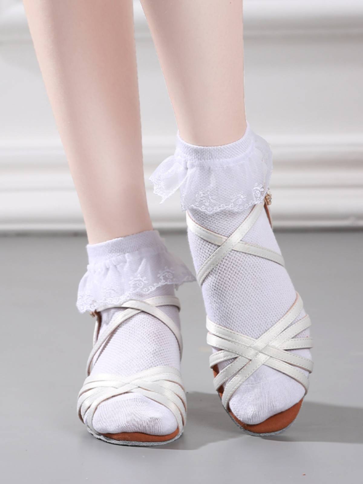 Latin dance socks white lace socks lace pure cotton girl princess summer competition test performance special socks