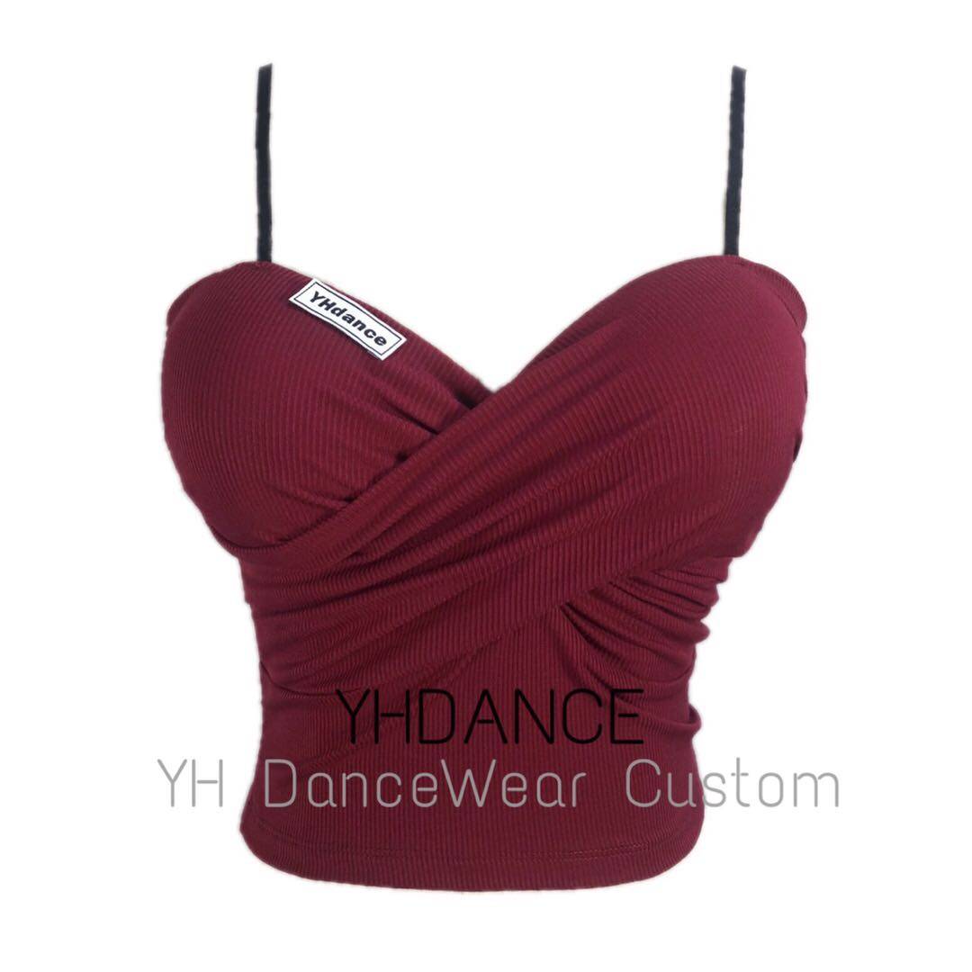 05 Latin dance band -back top, female summer new sexy back national standard dance practice service contains chest pads
