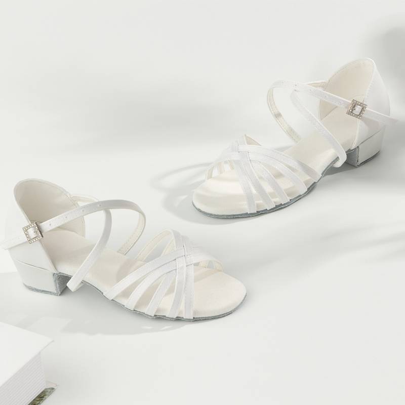 Latin dance shoes girls and children white professional girl soft bottoms in summer children's new dance beginners dance shoes