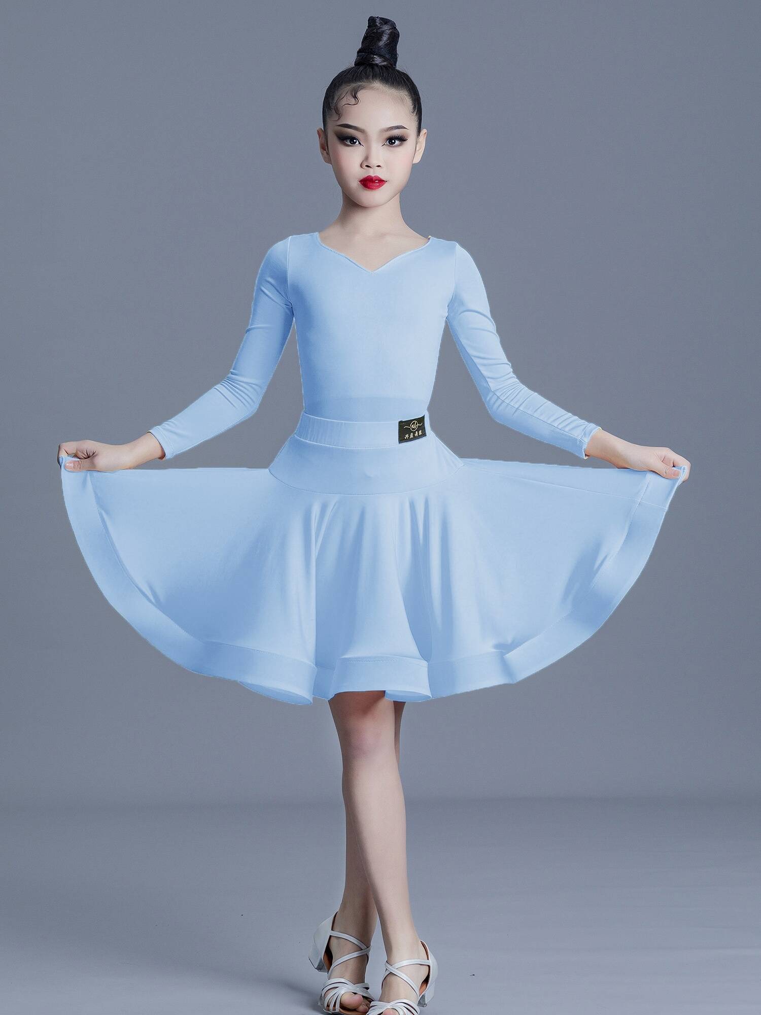 Spring and summer Children's Latin Dance Server Practice Server Professional Standard Standard Competition Performance Server Women's Long Sleeve Latin Skirt