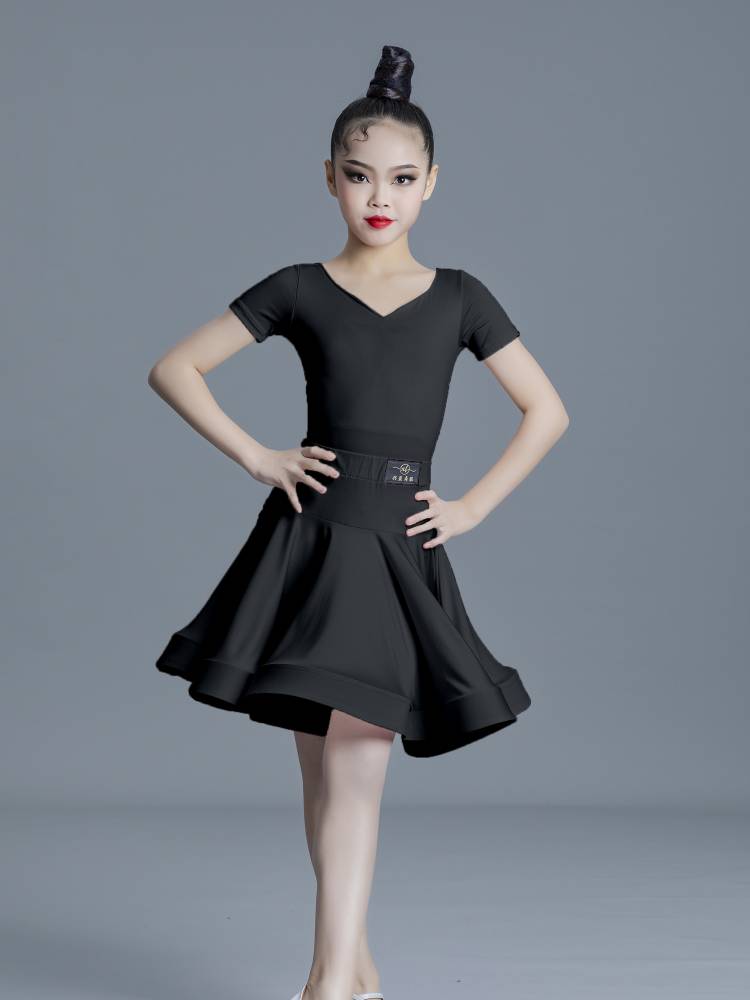 Spring and summer Children's Latin Dance Server Practice Server Professional Standard Standard Competition Performance Server Women's Long Sleeve Latin Skirt
