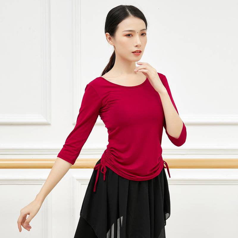 Do not retire the body clothing female Latin square dance Modal black long -sleeved dancing clothes