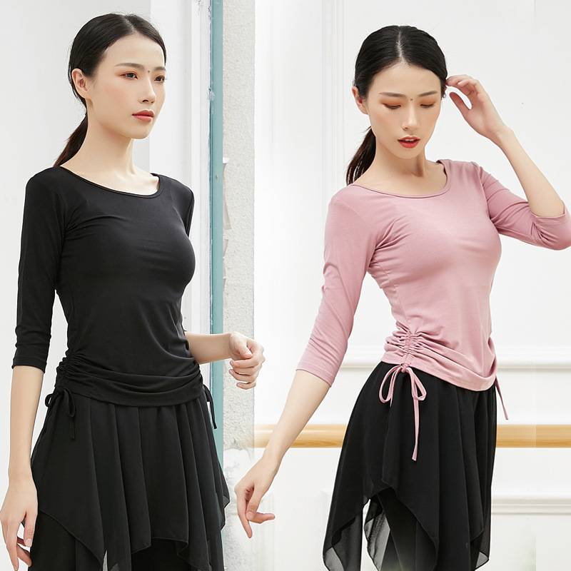 Do not retire the body clothing female Latin square dance Modal black long -sleeved dancing clothes