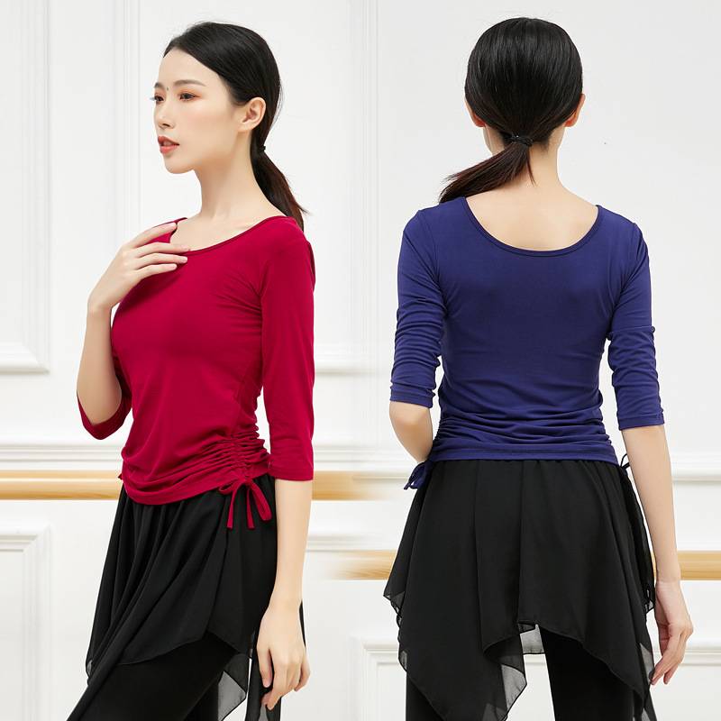 Do not retire the body clothing female Latin square dance Modal black long -sleeved dancing clothes