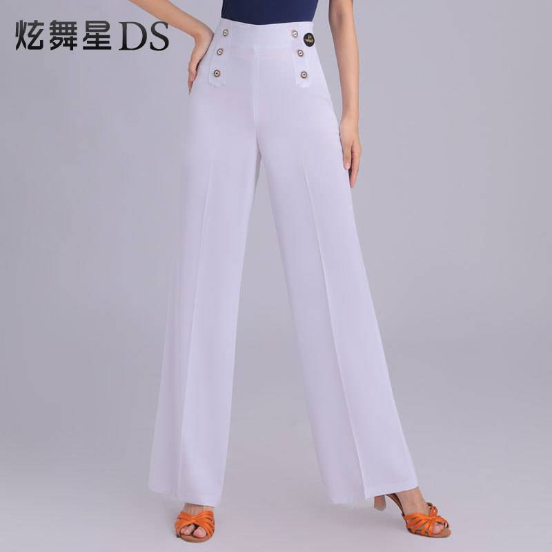 Latin dance pants children high waist dancing wide -leg pants fashion straight practice pants Modern dance pants national standard dance long pants summer