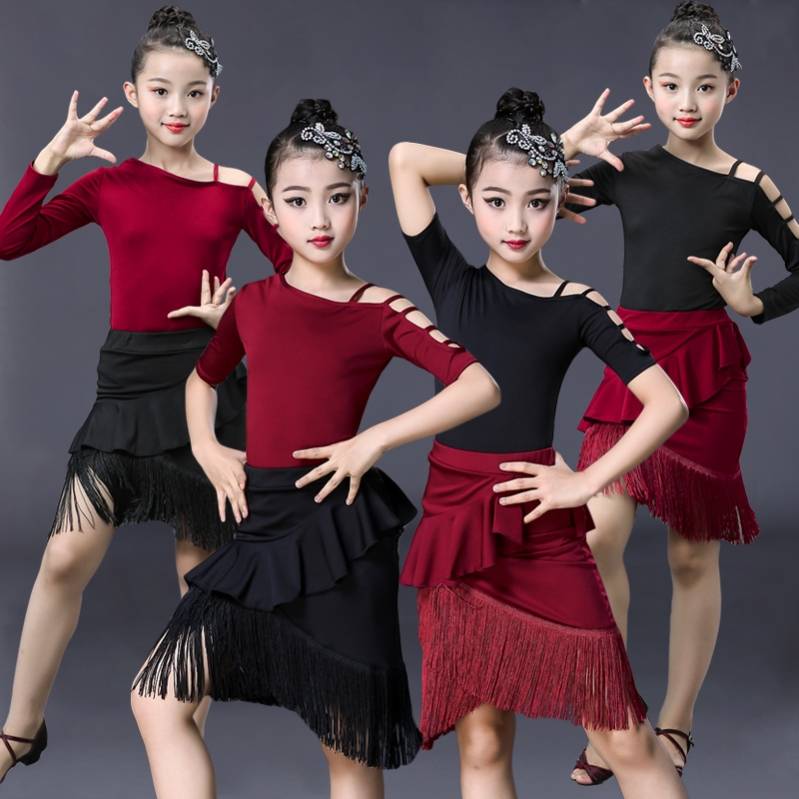 Latin dance service new 2024 dance clothing design sense girl children's Liu Su skirt children's professional competition practice