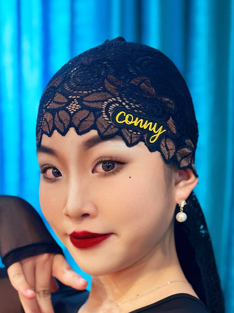 Latin dance accessories wide -edge long hair band adult children's strap bag head scarf competition training black lace headdress