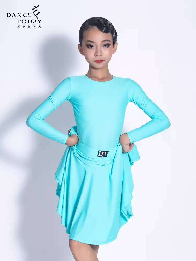 DT Latin Dance Girl 2024 New Summer Children's Professional Competition Standardized Server Long -sleeved Performance Service