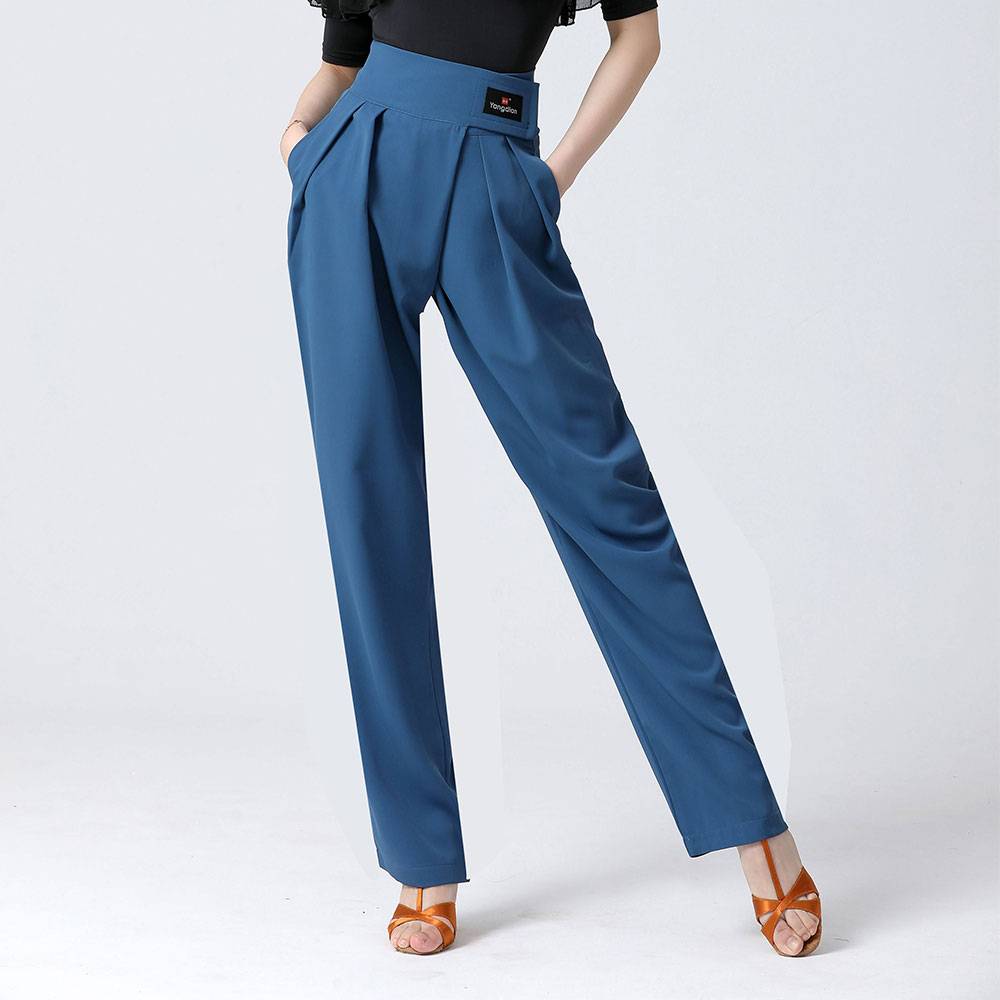 Latin dance Chengnian women's pants high -waisted dance country dance high -end majors show thin and modern dance practice trousers