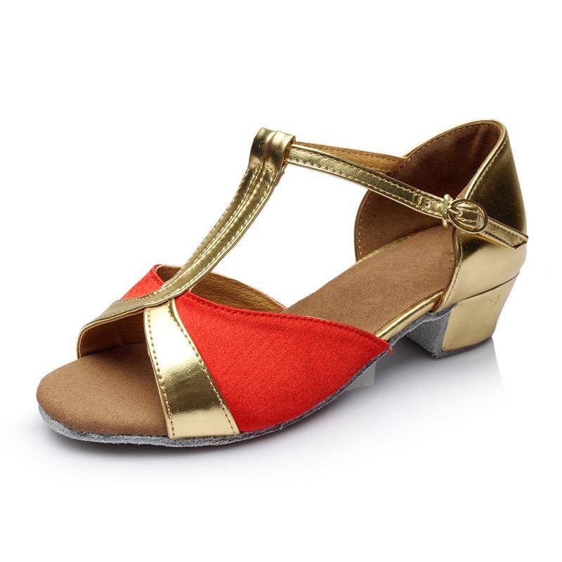 Girls Latin dance shoes Children, girls, beginners, adult dance, and the young girl performing soft bottom black