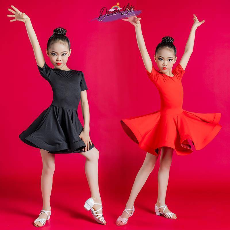 2024 new children's Latin dance clothing split top top girl children summer high -end sense dress competition regulations