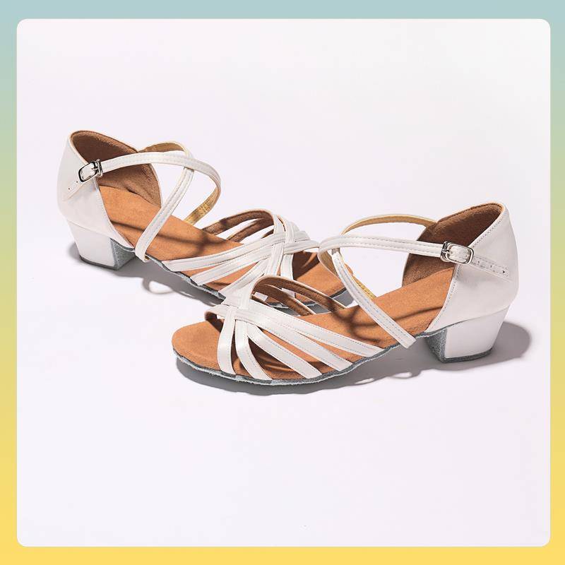 Lolitra Dance shoes girls and children Latin dance shoes girl dance shoes children's flat heel soft bottom practice dance shoes