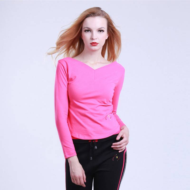 Dancing space cotton V -neck long sleeve top dance service female square dance clothing adult Latin yoga clothing