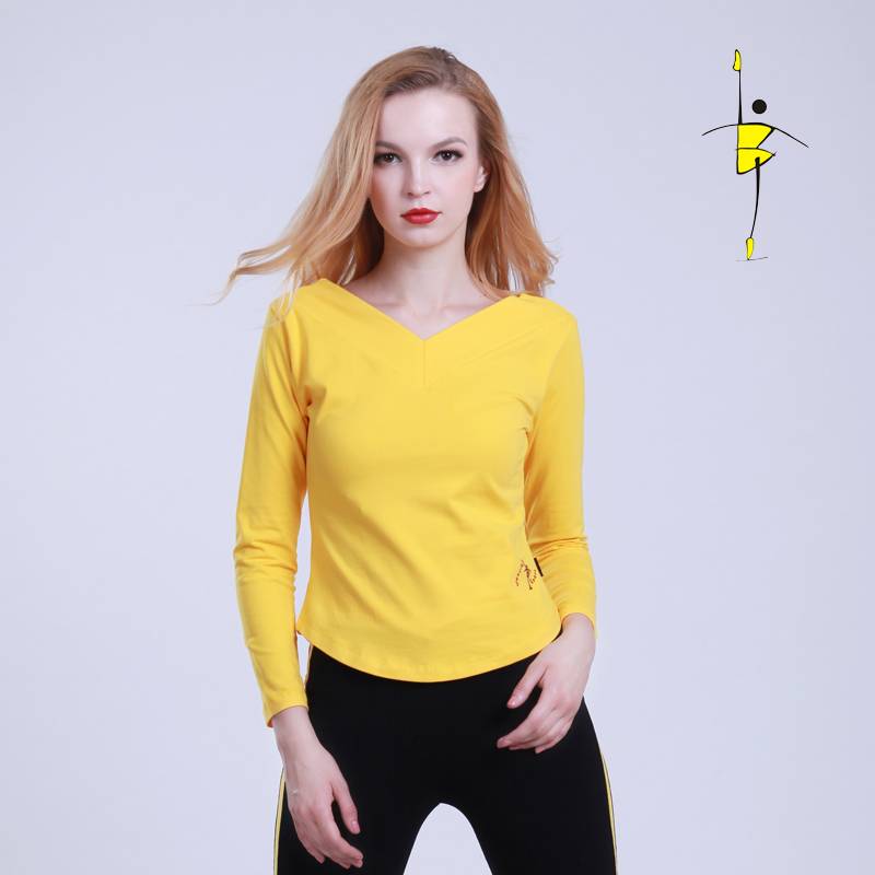Dancing space cotton V -neck long sleeve top dance service female square dance clothing adult Latin yoga clothing
