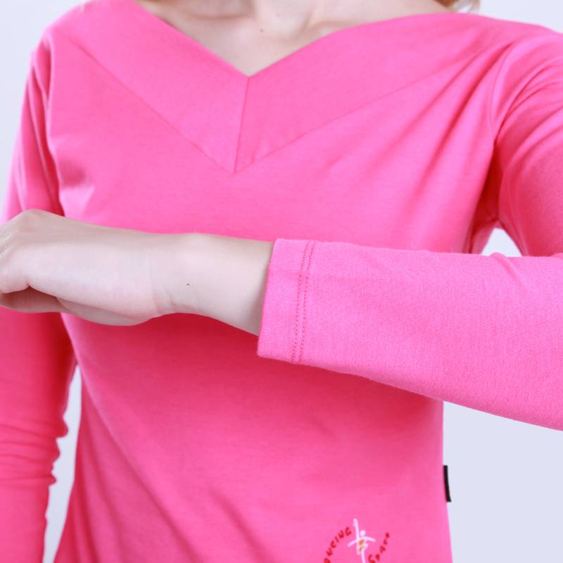 Dancing space cotton V -neck long sleeve top dance service female square dance clothing adult Latin yoga clothing