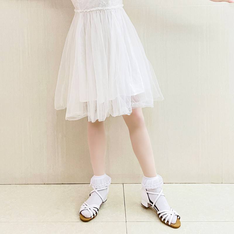 Latin dance socks children's lace test competition stipulates socks lace princess white with leather shoes dance cotton socks thin