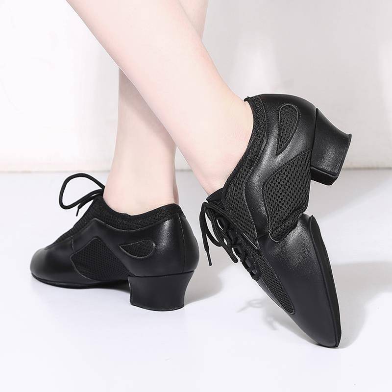 Latin dance shoes adult ladies soft bottom mid -high heel teacher shoes, dance shoes, net breathable dancing practice shoes