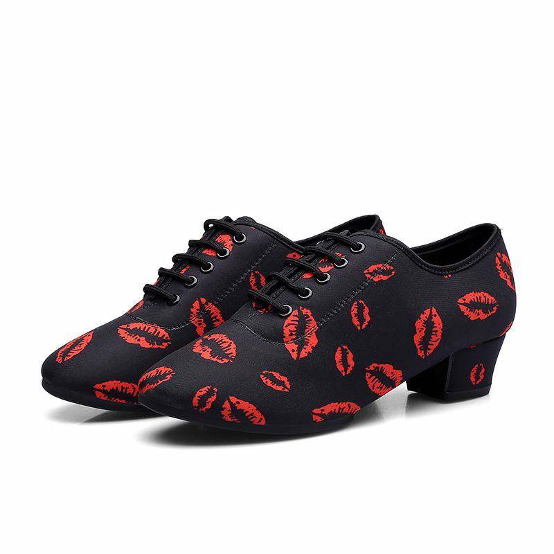 Red -lip dance Latin dance shoes dedicated ladies friendship dance adults and soft bottom dance waterman square dance shoes