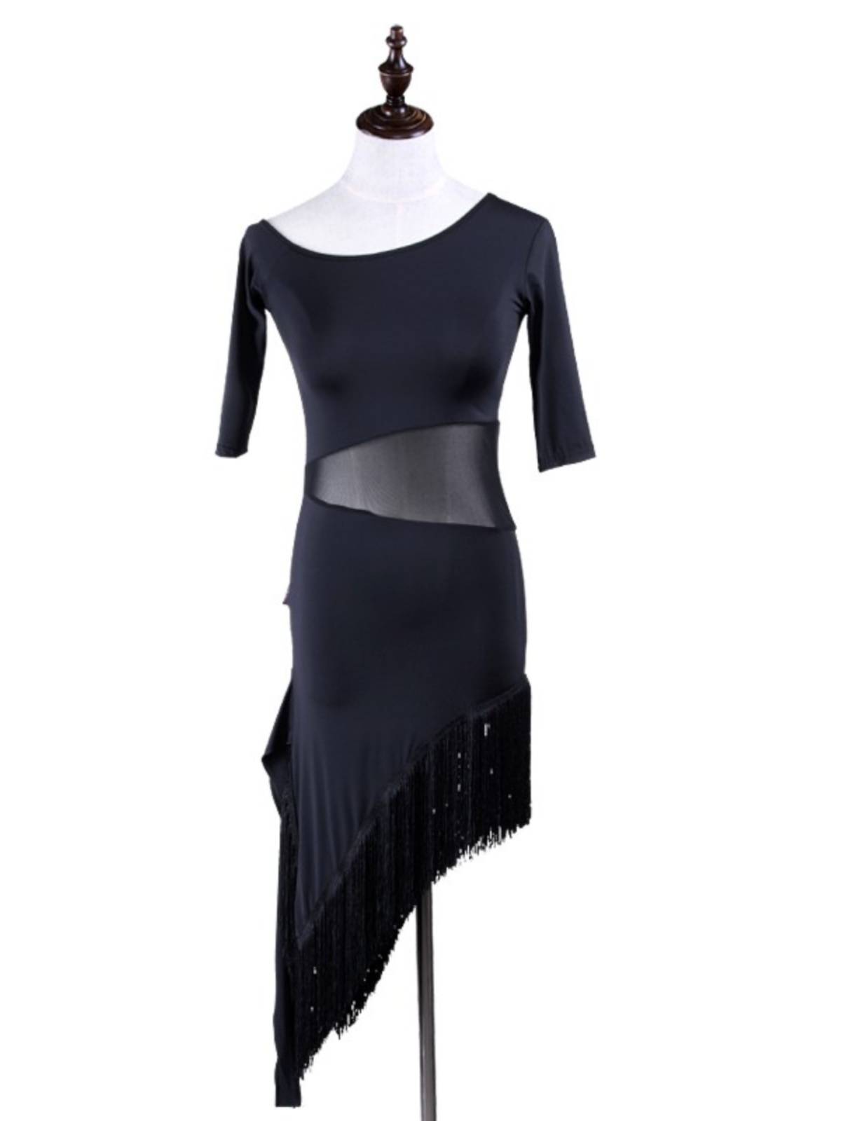 New adult Latin dance clothing dress, flowing Su Short -sleeved autumn and winter net yarn performance, dance clothing clothing