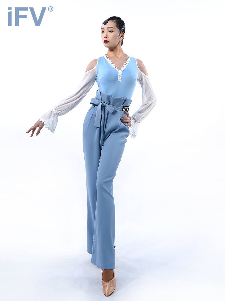 Modern London Dance Pants IFV Female Practice Flower Bud high waist 2024 Spring Festival Change thin treasure national standard dance trousers